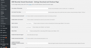 EDD Recently Viewed Downloads Main Settings