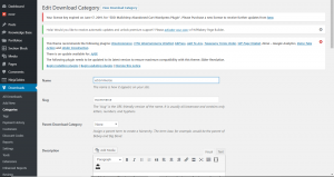 EDD Landing Page for Download Categories text fields
