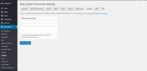 Add here the License Key of your EDD Requests Plugin.