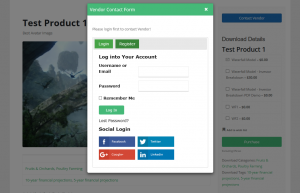 Vendor Contact Login Form Popup