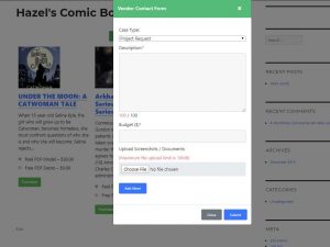 Vendor Page Contact Button Form