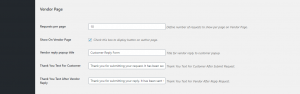 Vendor Page Settings