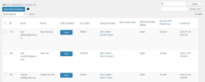 EDD Mailchimp Abandoned Cart Plugin Abandoned Cart List