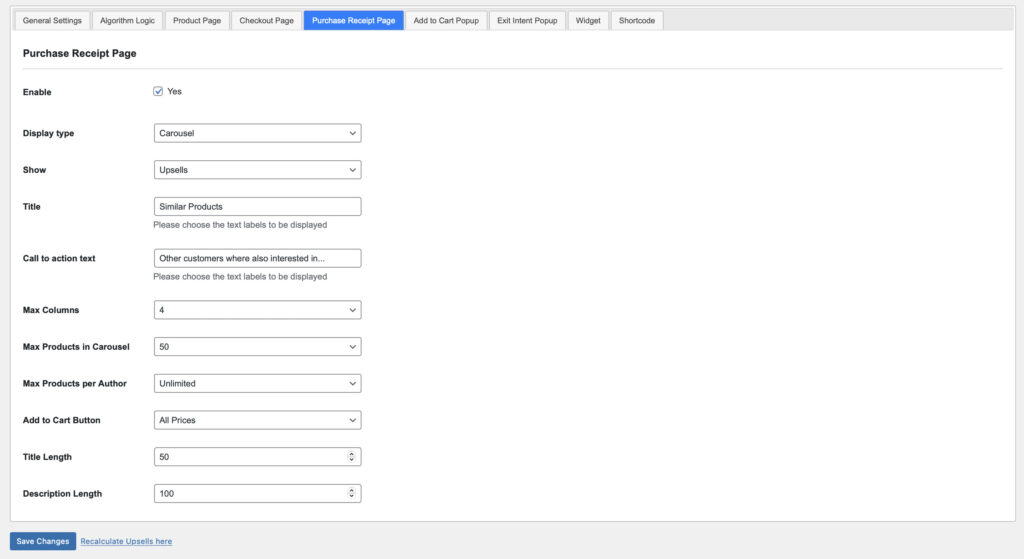 Purchase Receipt Settings