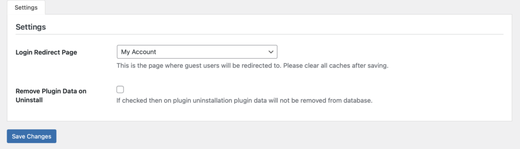 Simple Page Access Restriction Plugin Settings |
