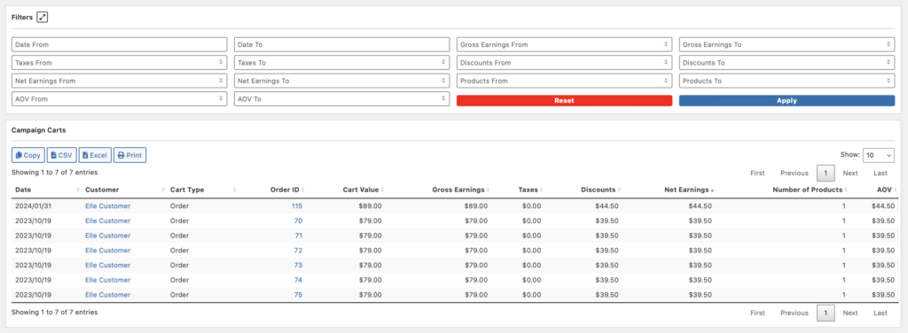 View-Campaign-Filters-Cart-List |