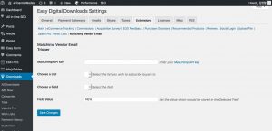 Settings Vendor Email Trigger