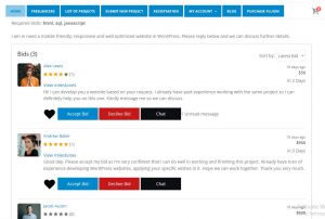 Freelancer Marketplace Plugin Accept or Reject Bids