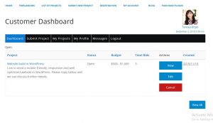 Freelancer Marketplace Plugin Customer Dashboard Main Page
