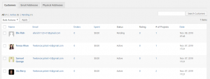 Freelancer Marketplace Plugin Customer List Backend