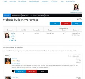 Freelancer Marketplace Plugin Customer Project View