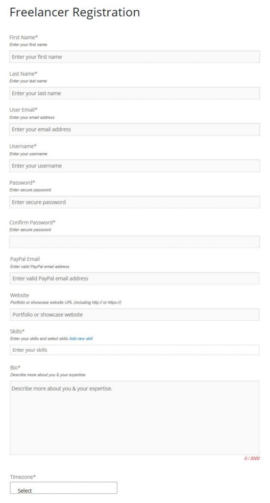 Freelancer Marketplace Plugin Freelancer Registration