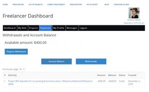 Freelancer Marketplace Plugin Freelancer Dashboard Payments Tab