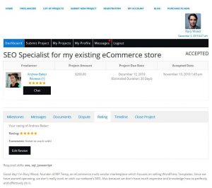 Freelancer Marketplace Plugin Project Rating