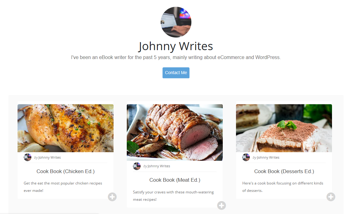 Author Page contact button