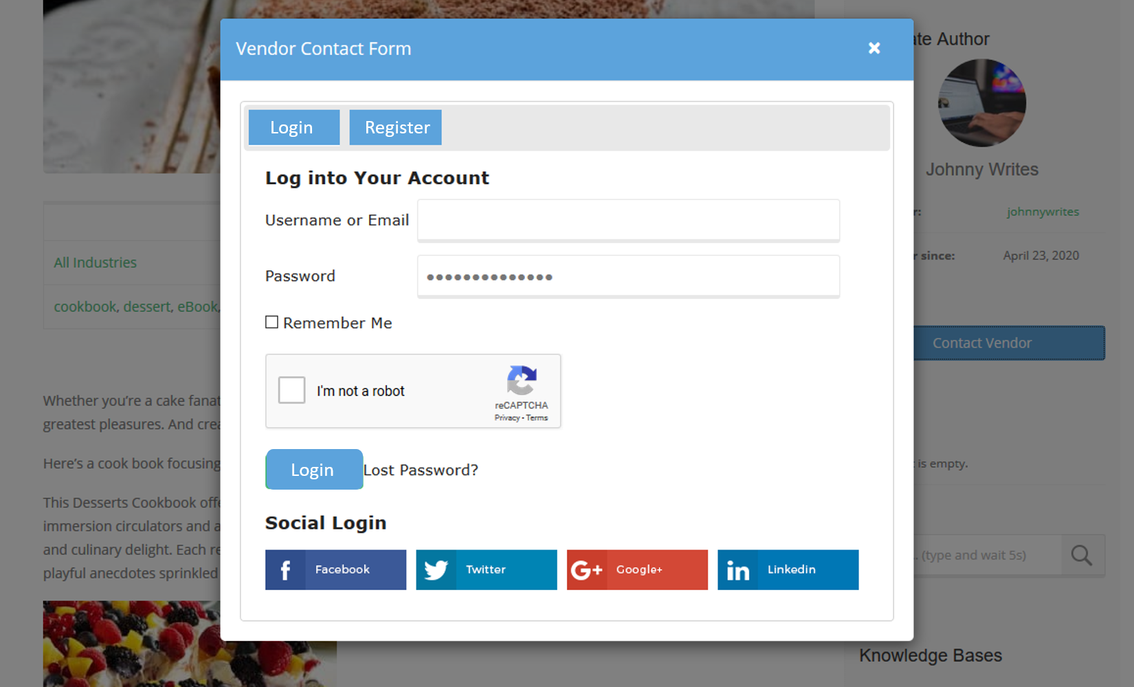 Login Popup Form