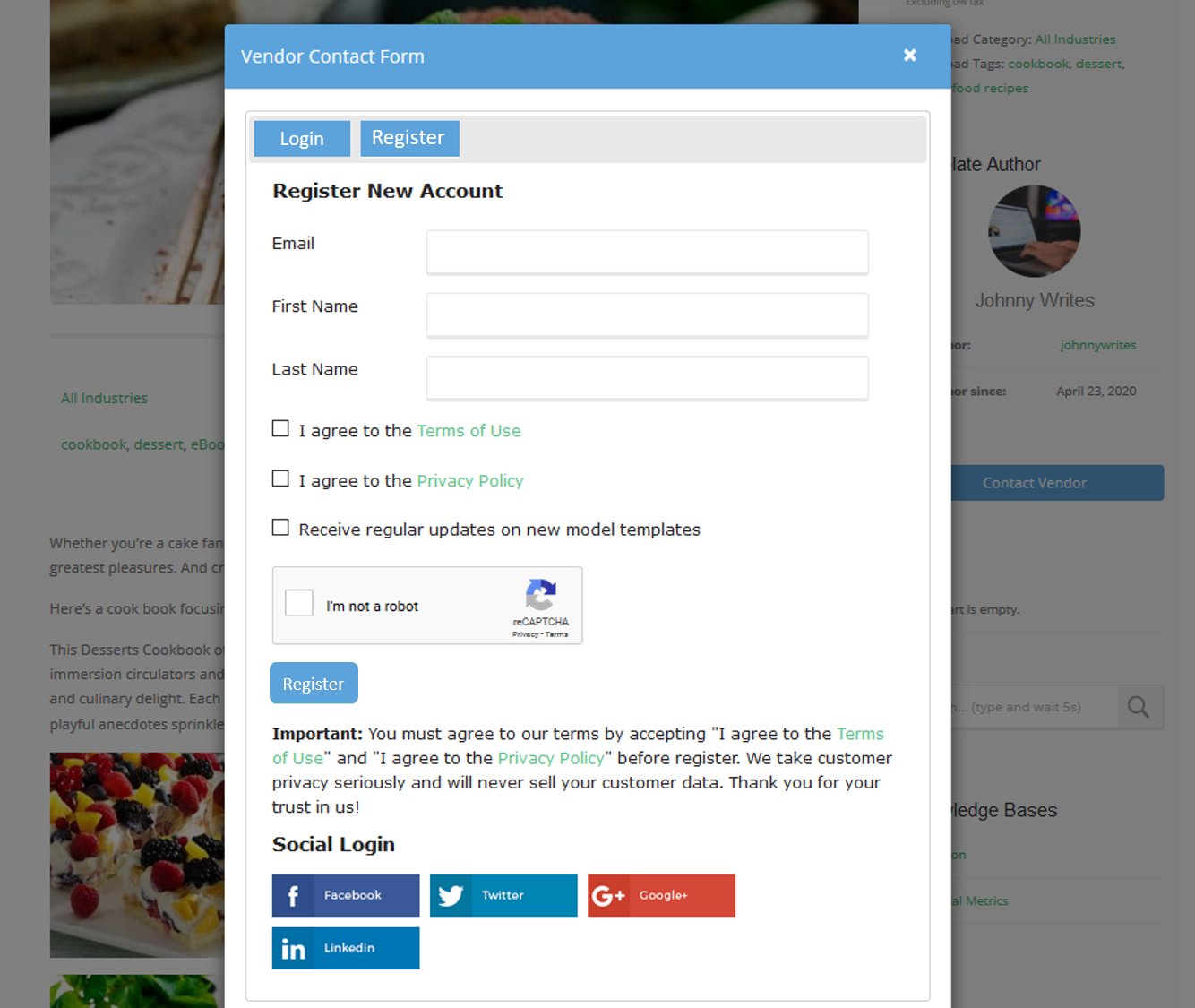 Registration Popup Form