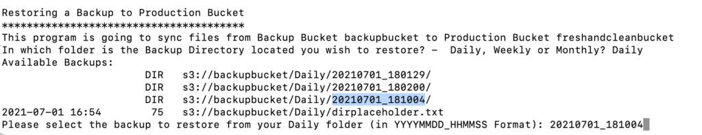 Restoring a Backup via Quick and Easy |
