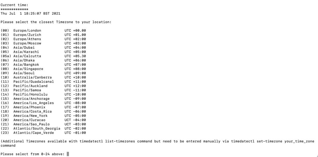 Setting Timezone on Server via SSH |