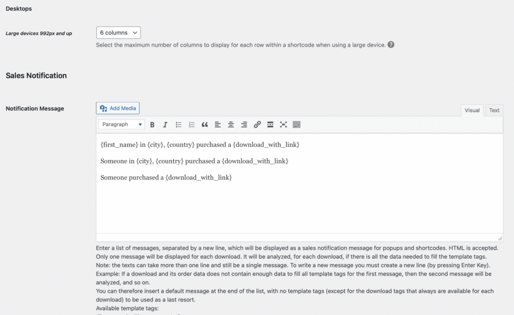 EDD Advanced Shortcodes Settings Page 6 |